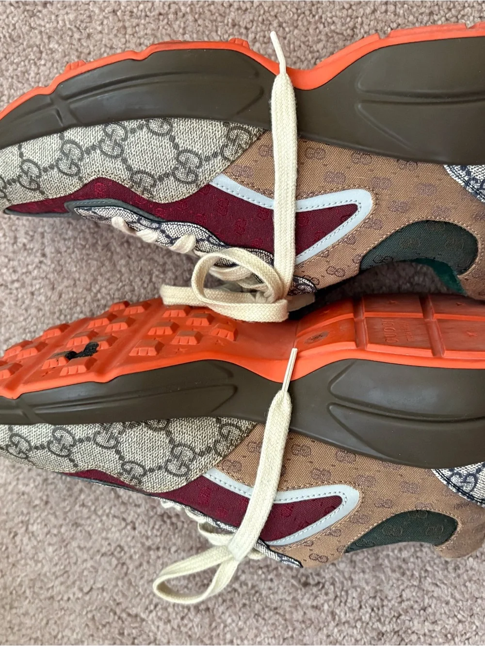 Gucci Multicolor GG Runner Sneakers - Burgundy, Green & Cream
